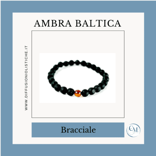 Bracciale Ambra nera grezza con 1 inserto Ambra lucida